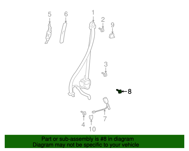 New | Land Cruiser | Seat Belt Buckle End Bolt | 1998-2007 | Toyota