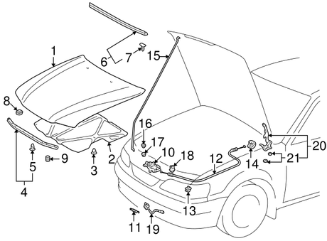 New | Corolla  | Rubber Hood Shim| 1998-2002 | Toyota