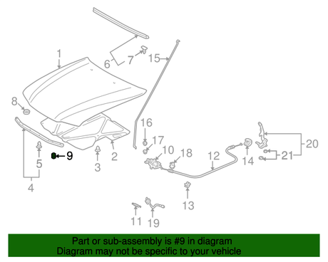 New | Corolla  | Rubber Hood Support| 1998-2002 | Toyota