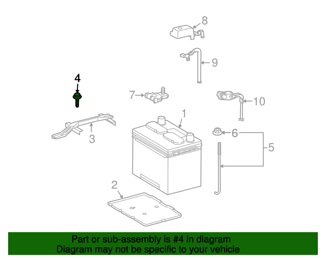 New | Corolla | Battery Hold Down Bolt | 1998-2019 | Toyota