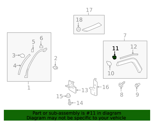 New | C-HR | Fender Molding Retainer | 2017-2022 | Toyota