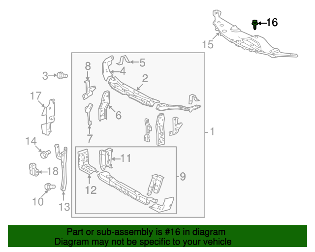 New | 4Runner | Radiator Cover Clip | 2010-2014 | Toyota