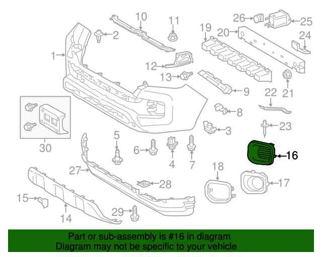 New | Tacoma | Front Bumper Hole Cover | 2015-2022 | Toyota