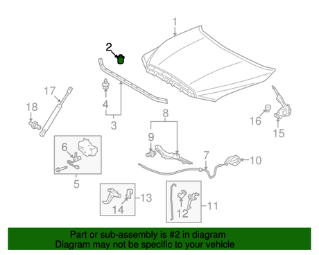 New | Corolla | Rubber Hood Shim | 2009-2013 | Toyota